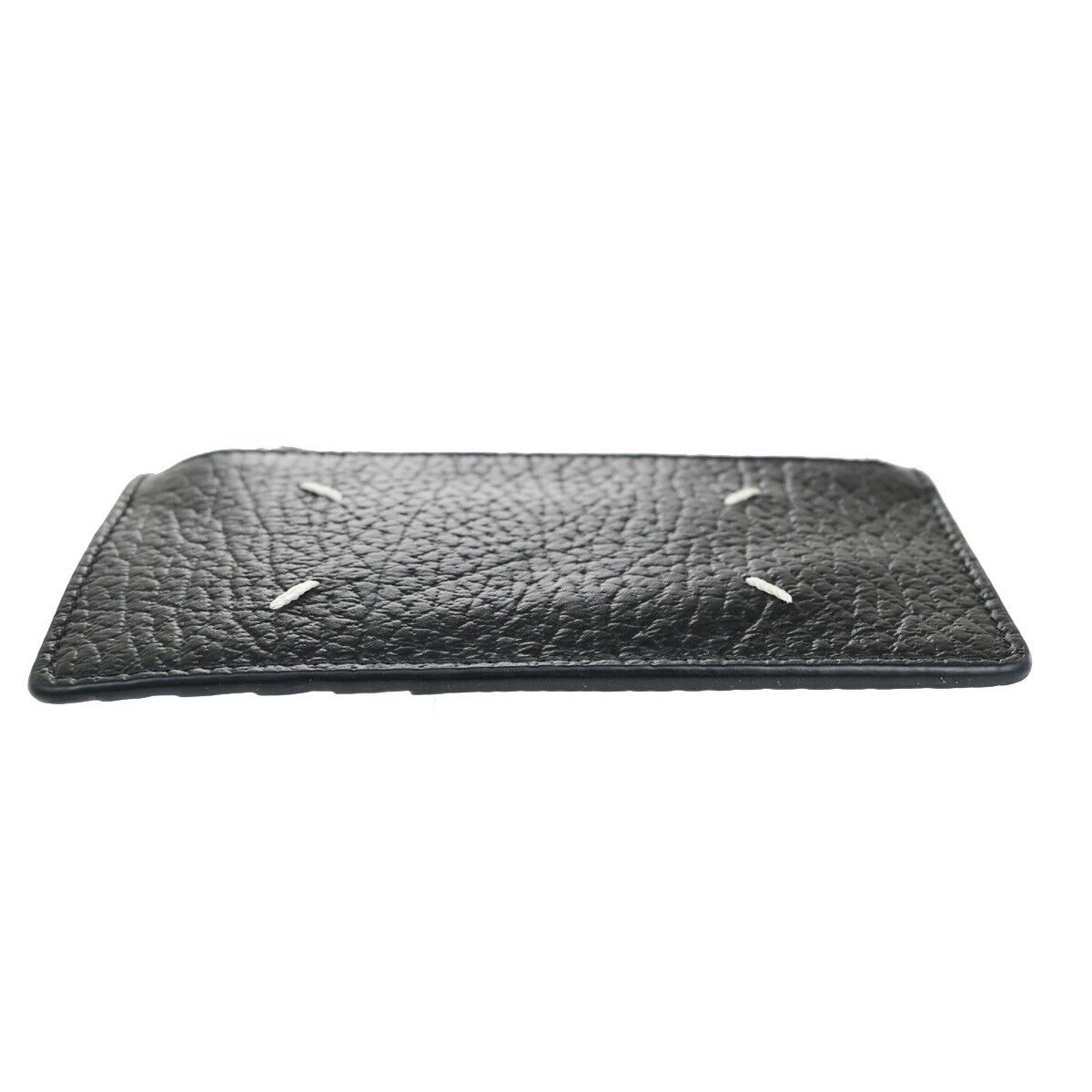 MAISON MARGIELA Logo Card Case Coin Compact Wallet Leather Black SHW 37SJ176