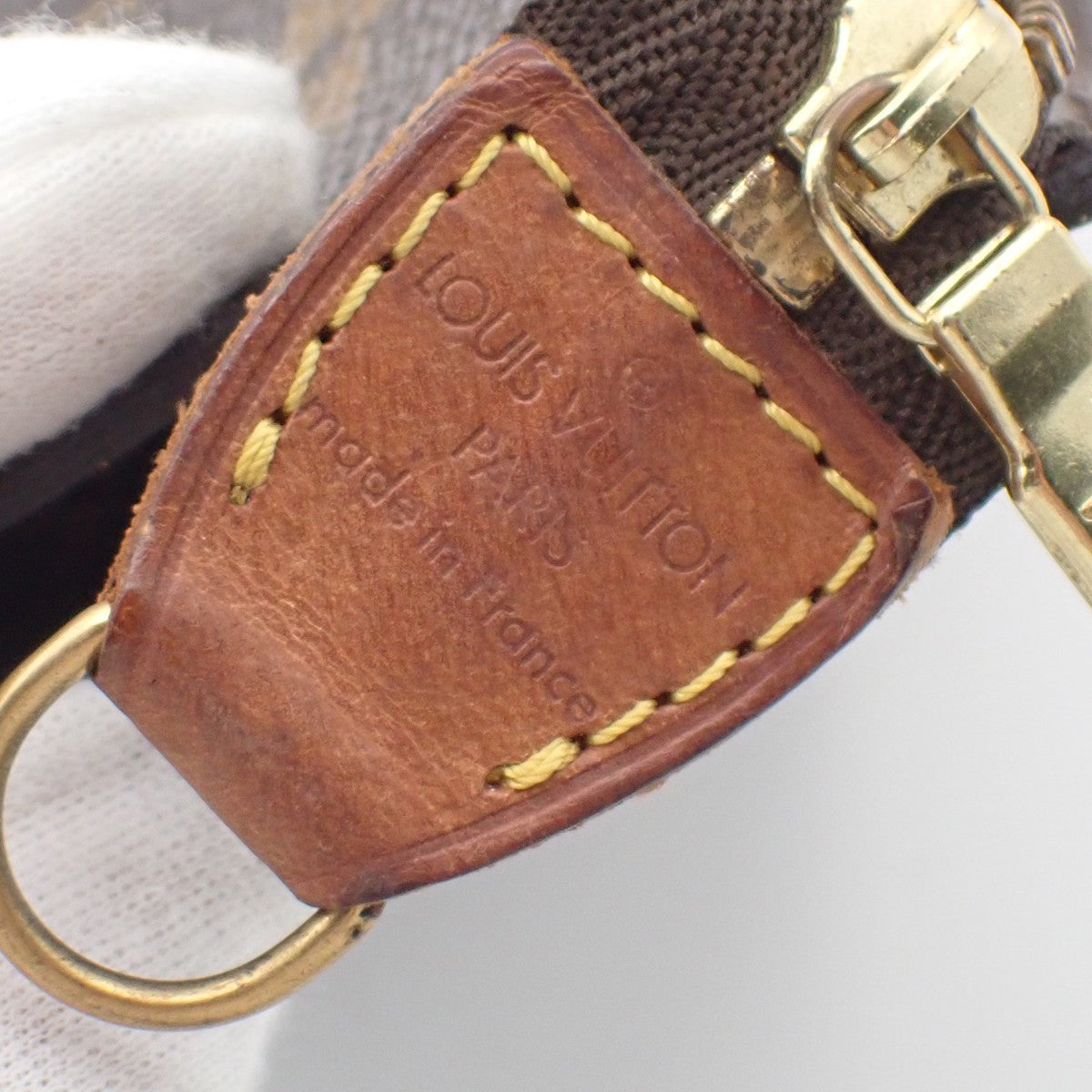 LOUIS VUITTON Logo BUCKET PM Pouch Bag Monogram Leather Brown France 05KC146