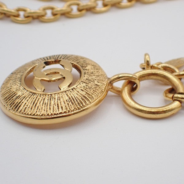 CHANEL CC Logos Chain Long Necklace Pendant Gold France Accessory 70RL693