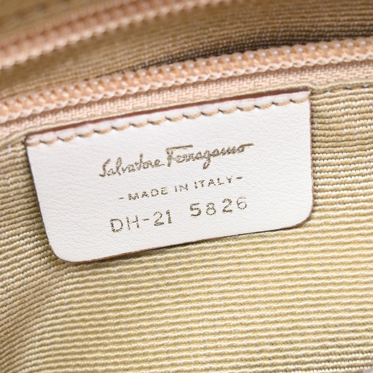 SALVATORE FERRAGAMO Logo Fur Gancini 2Way Hand Bag Suee Leather Beige 80YH842
