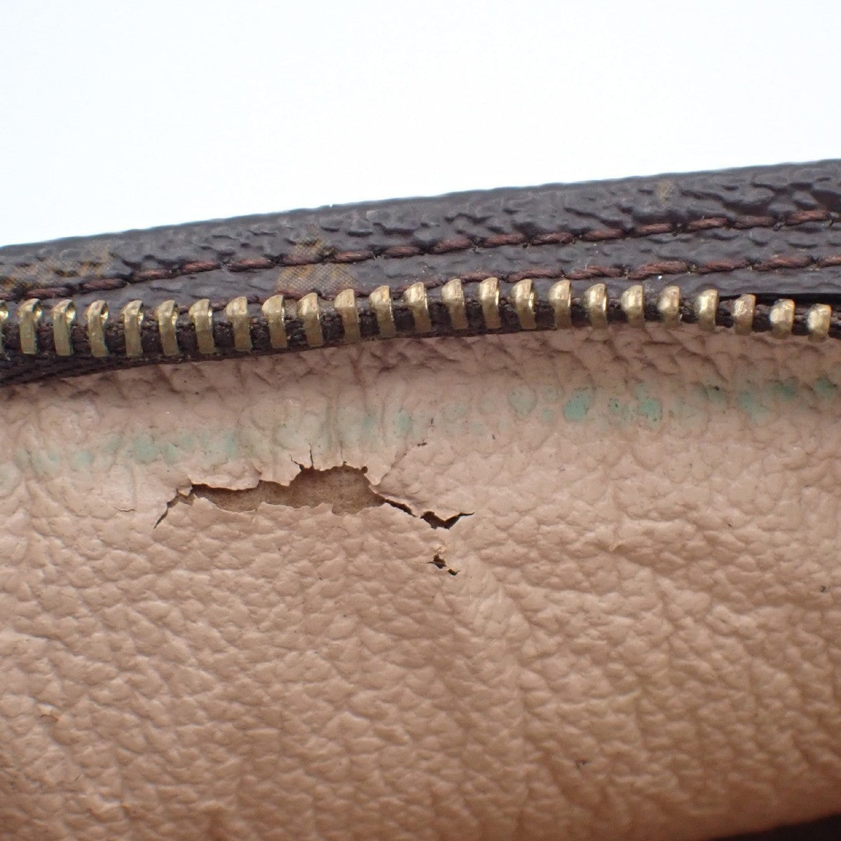 LOUIS VUITTON Logo BUCKET PM Pouch Bag Monogram Leather Brown France 02KC143