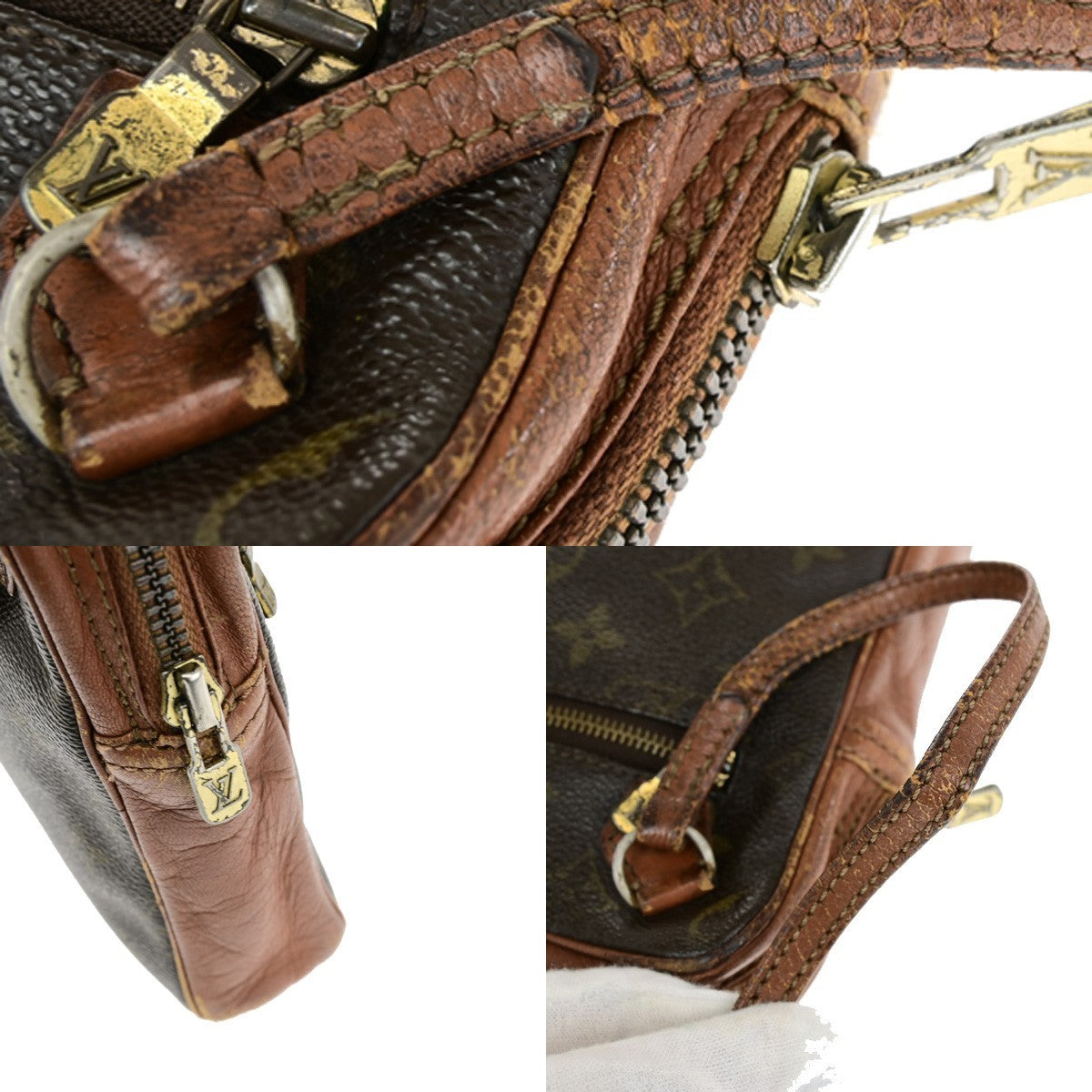 LOUIS VUITTON Sac Sport Clutch Hand Bag Monogram Leather Brown France 07KC335