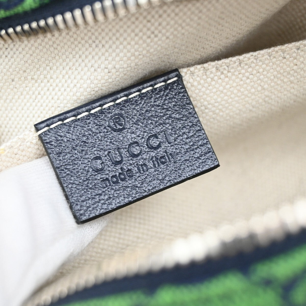 GUCCI Marmont GG Pattern Chain Shoulder Bag Canvas Leather Green 631RF291