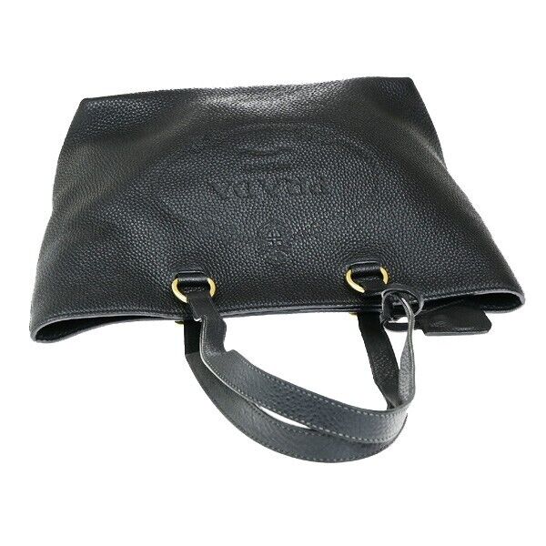 PRADA MILANO Logo Shoulder Bag Vitello Daino Leather Black GHW 50RK710