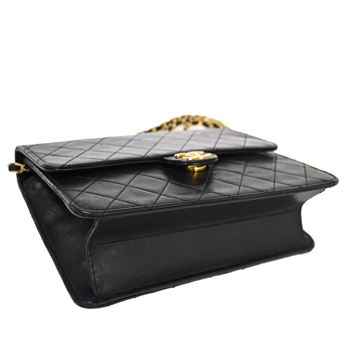 CHANEL CC Logo Matelasse Chain Shoulder Bag Leather Black GHW 653RH787