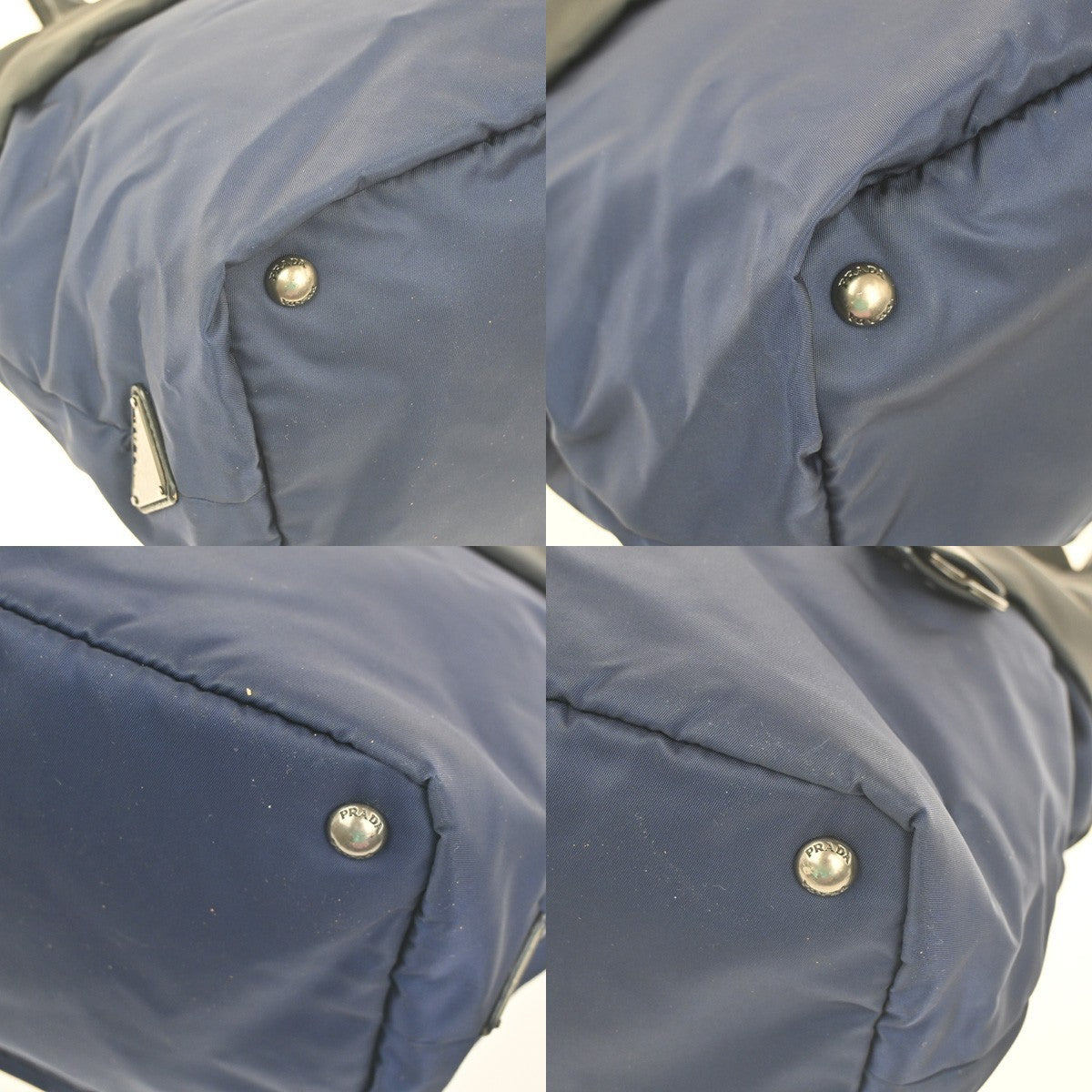 PRADA Tessuto Bicolor 2Way Shoulder Hand Bag Nylon Leather Black Blue 77KC624
