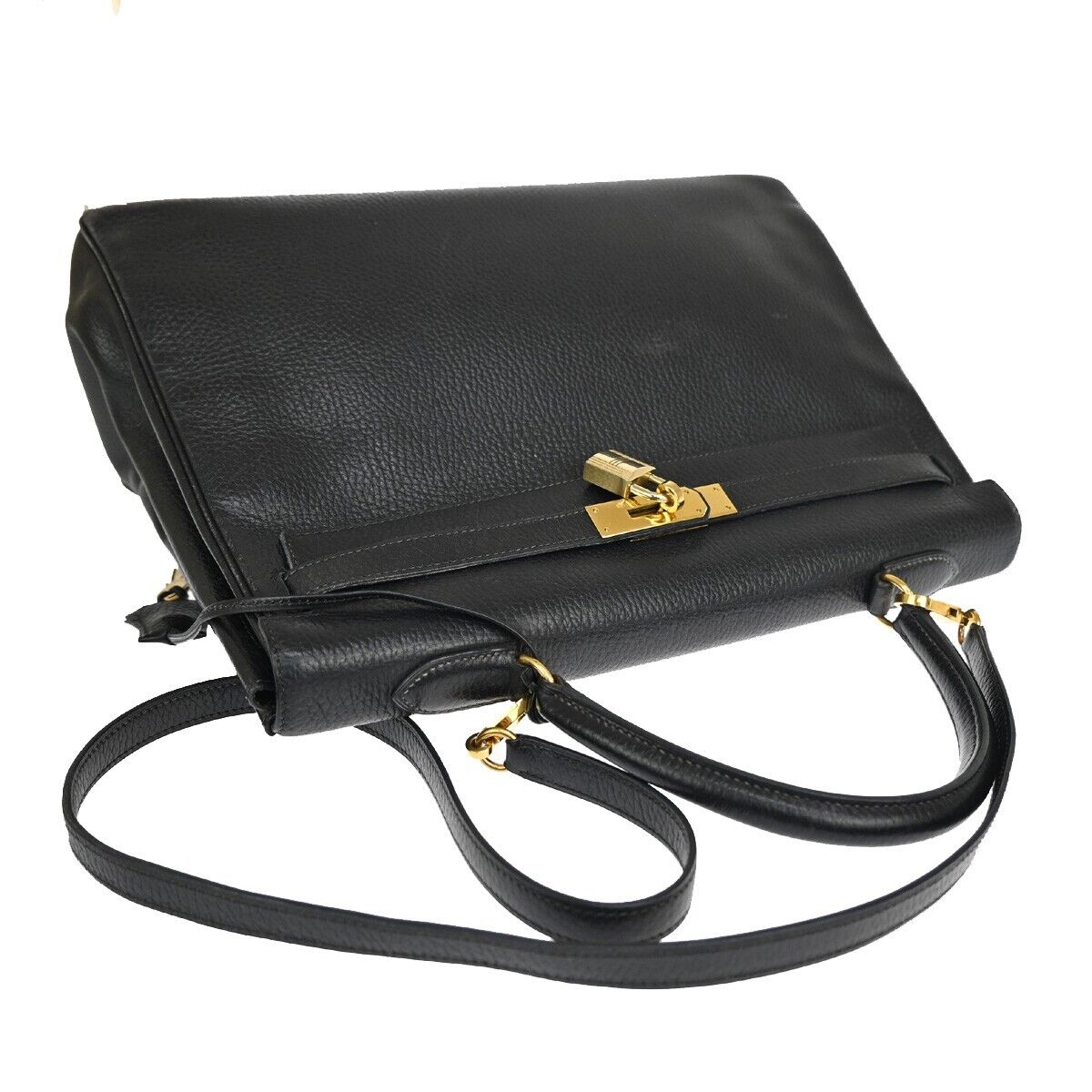 HERMES KELLY 35 2WAY HAND BAG TAURILLON CLEMENCE ◯V CADENA BLACK GHW 110LC493