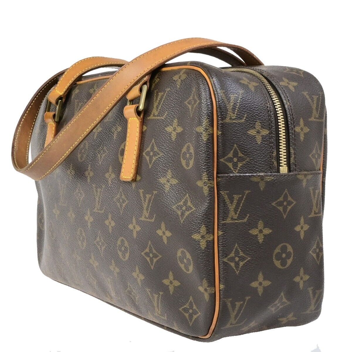 LOUIS VUITTON LV Logo Cite GM Shoulder Bag Monogram Leather Brown M51181 87ED376