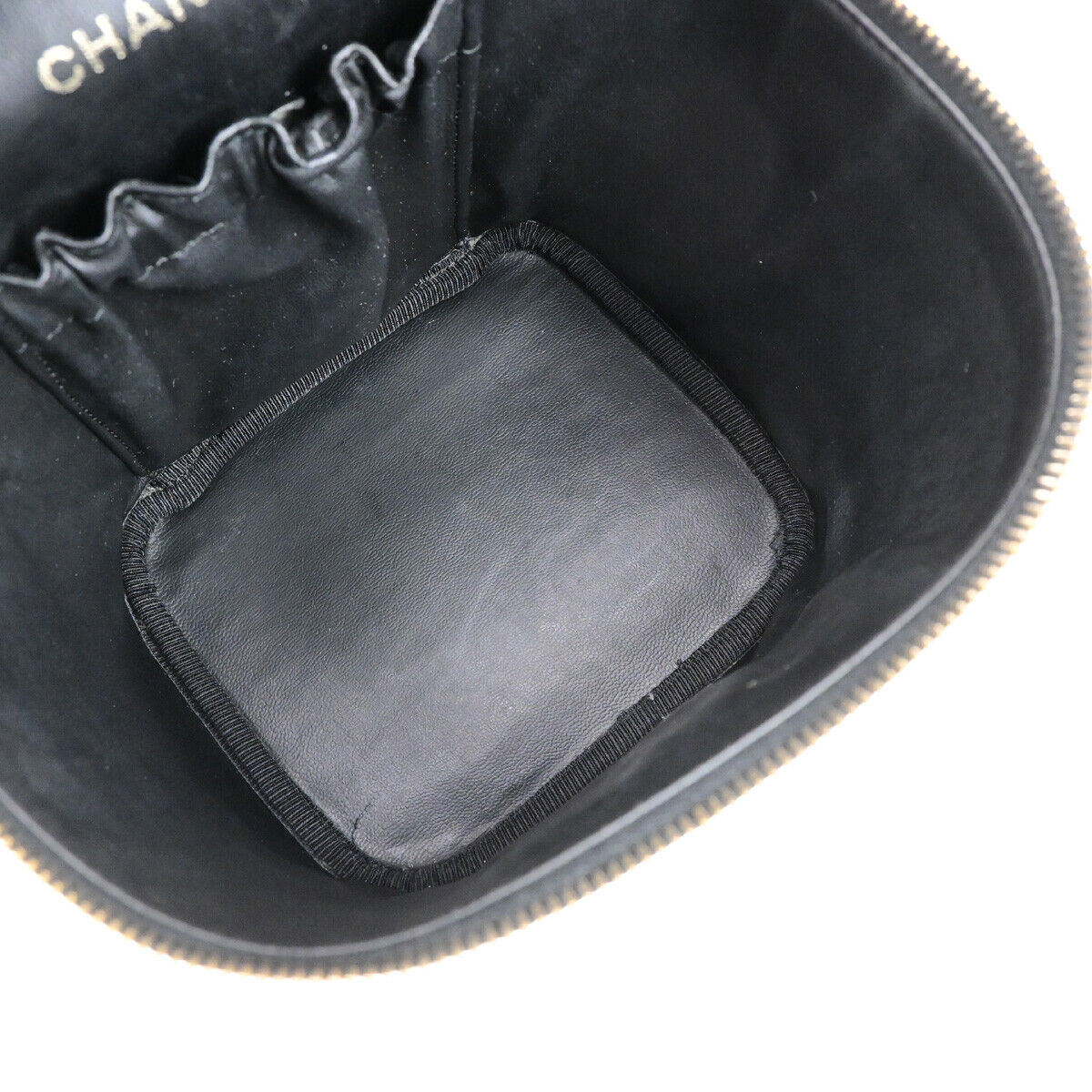 CHANEL CC Logo Vanity Hand Bag Grained Calfskin Leather BK GHW Vintage 42RK716