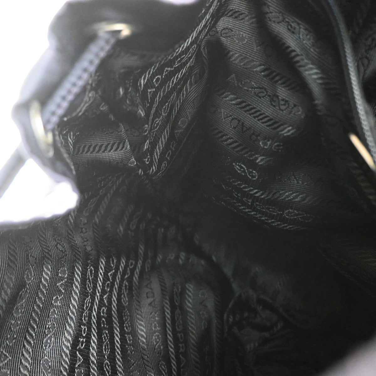 PRADA MILANO Logo Tessuto Drawstring Backpack Nylon Leather NY SHW Italy 35CB021