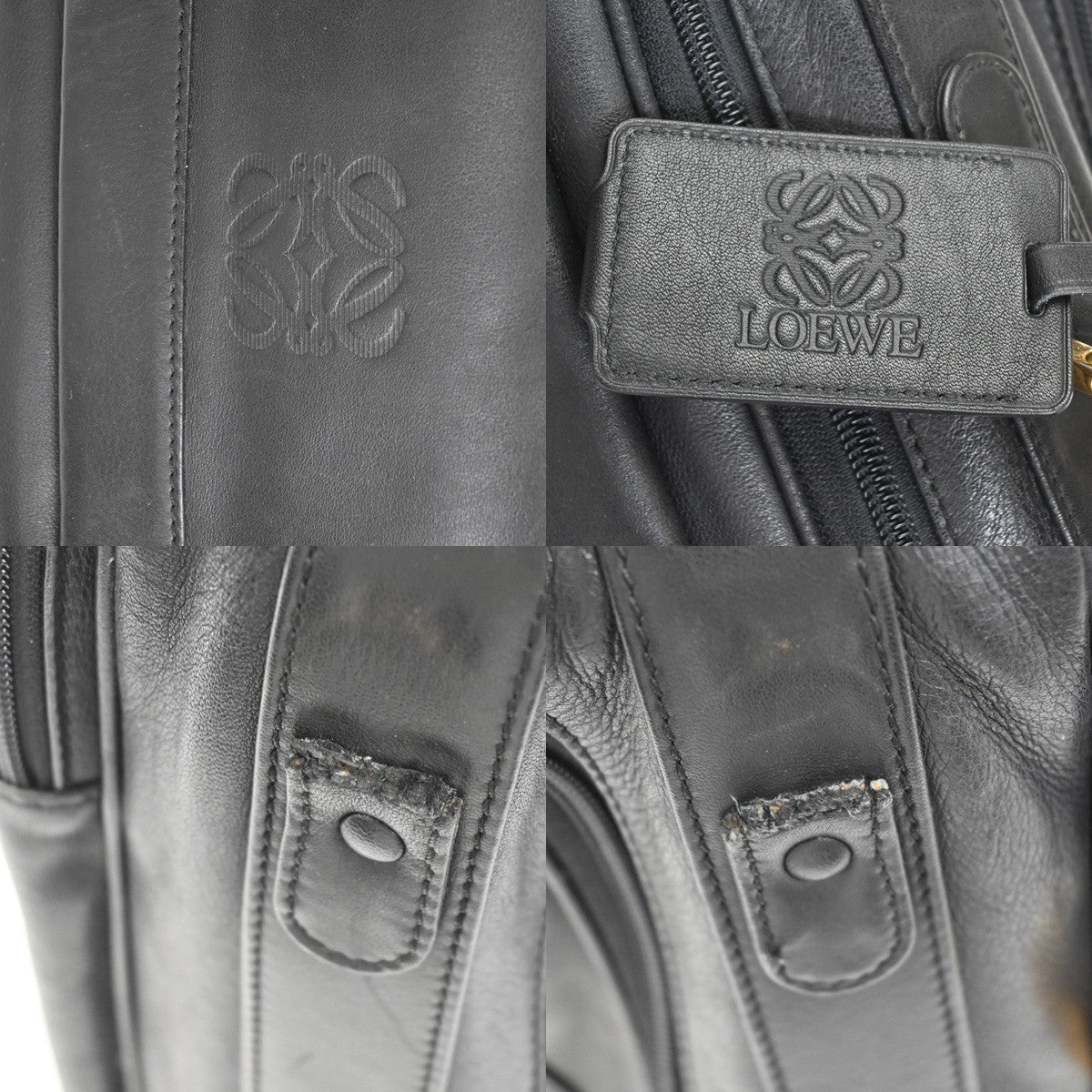LOEWE Logo Anagram Business Hand Bag Leather Black GHW Spain GHW 67TA649