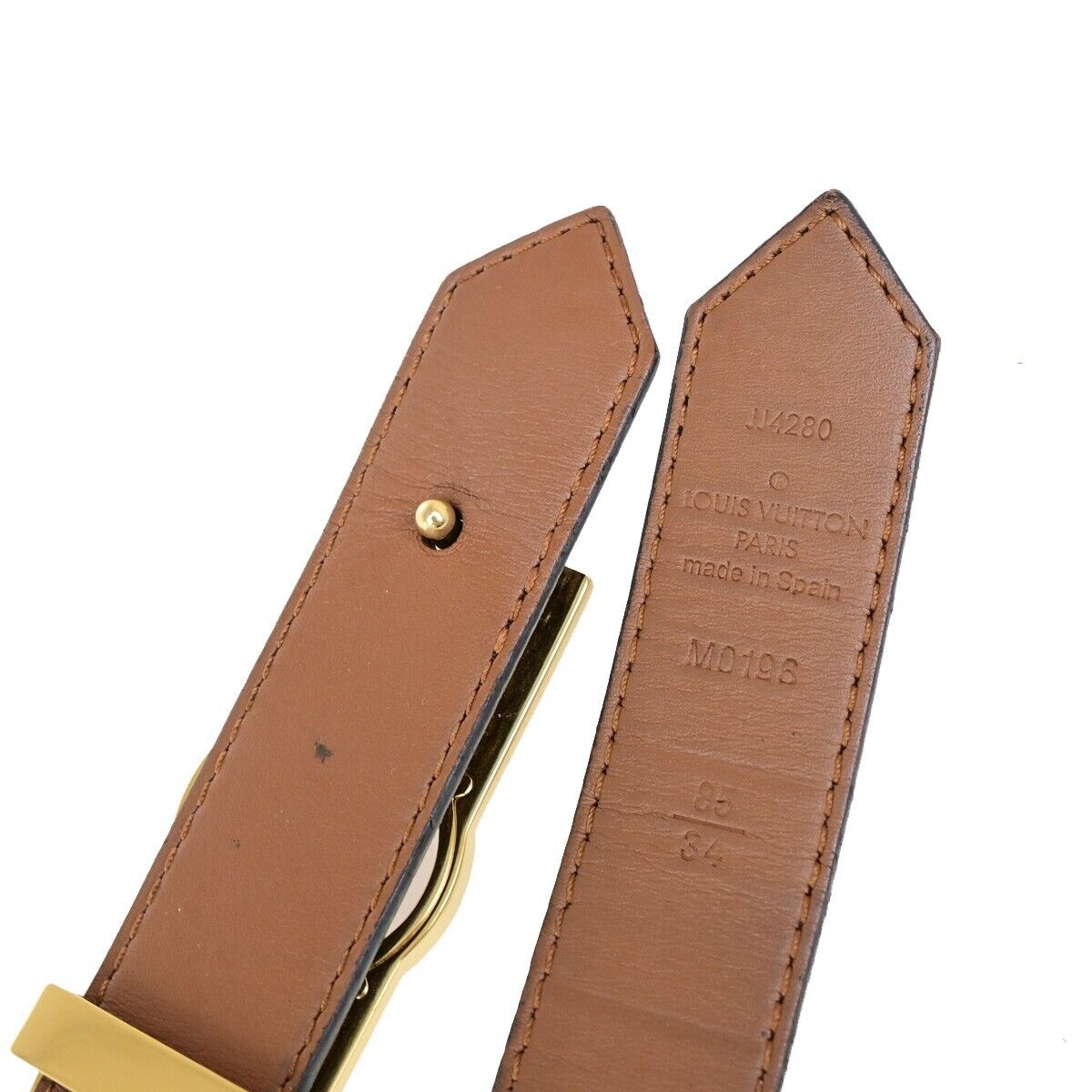 LOUIS VUITTON Dauphine Belt #85 Monogram Leather Brown GHW Spain M0196 39FB176