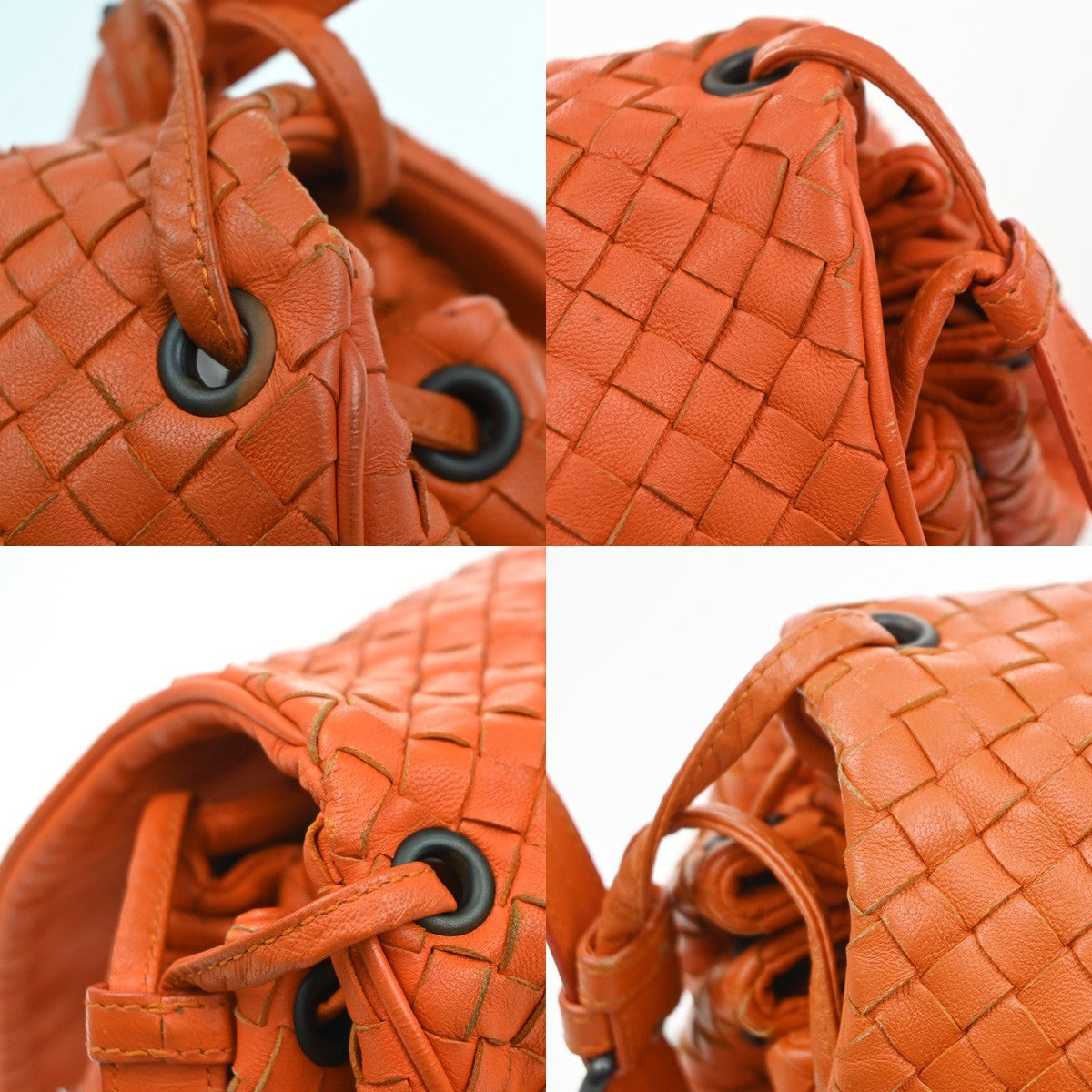 BOTTEGA VENETA Logo Intrecciato Shoulder Hand Bag Leather Orange Italy 95MA530