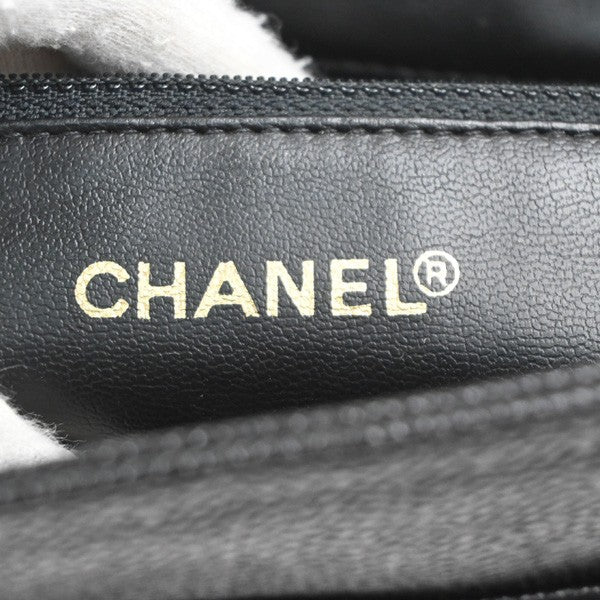 CHANEL Logo Shoulder Hand Bag Grained Calfskin Leather Black GHW Italy 373RL789