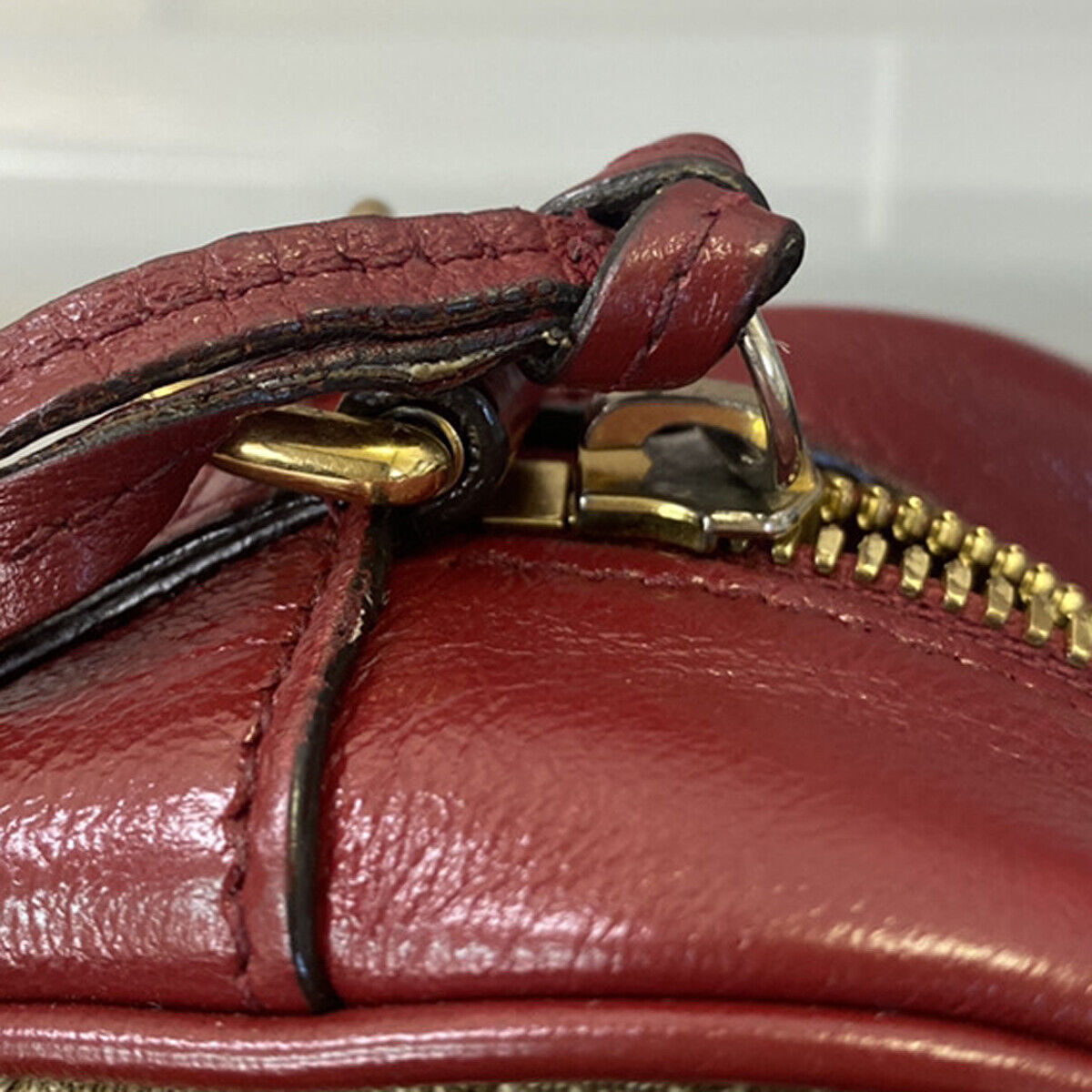 GUCCI Logo Marmont GG Pattern Chain Shoulder Bag Canvas Leather BN RD 600RJ991