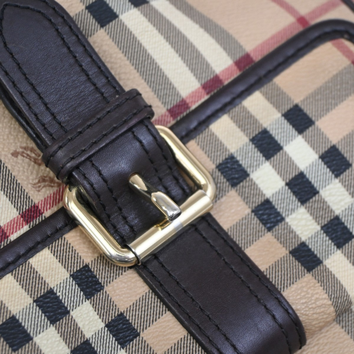 BURBERRY Logo Nova Check Shoulder Bag PVC Leather Beige Black GHW Italy 32DA066