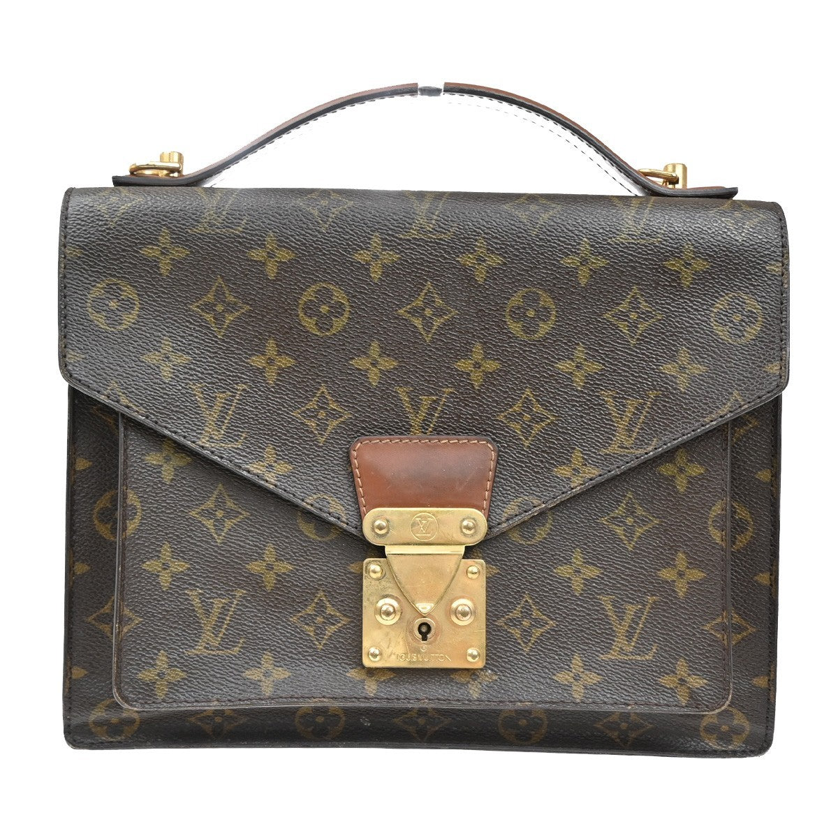LOUIS VUITTON Monceau 28 Hand Bag Monogram Leather Brown France M51185 32TA229