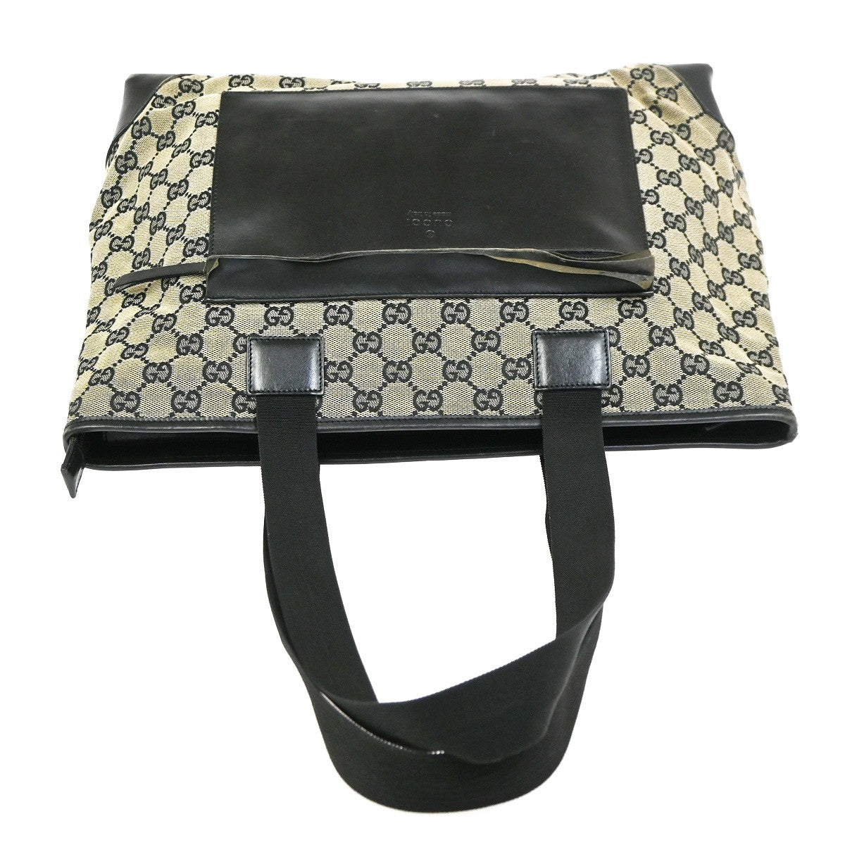 GUCCI Logo GG Pattern Shoulder Hand Bag Canvas Leather Bk Beige Italy 02CA997
