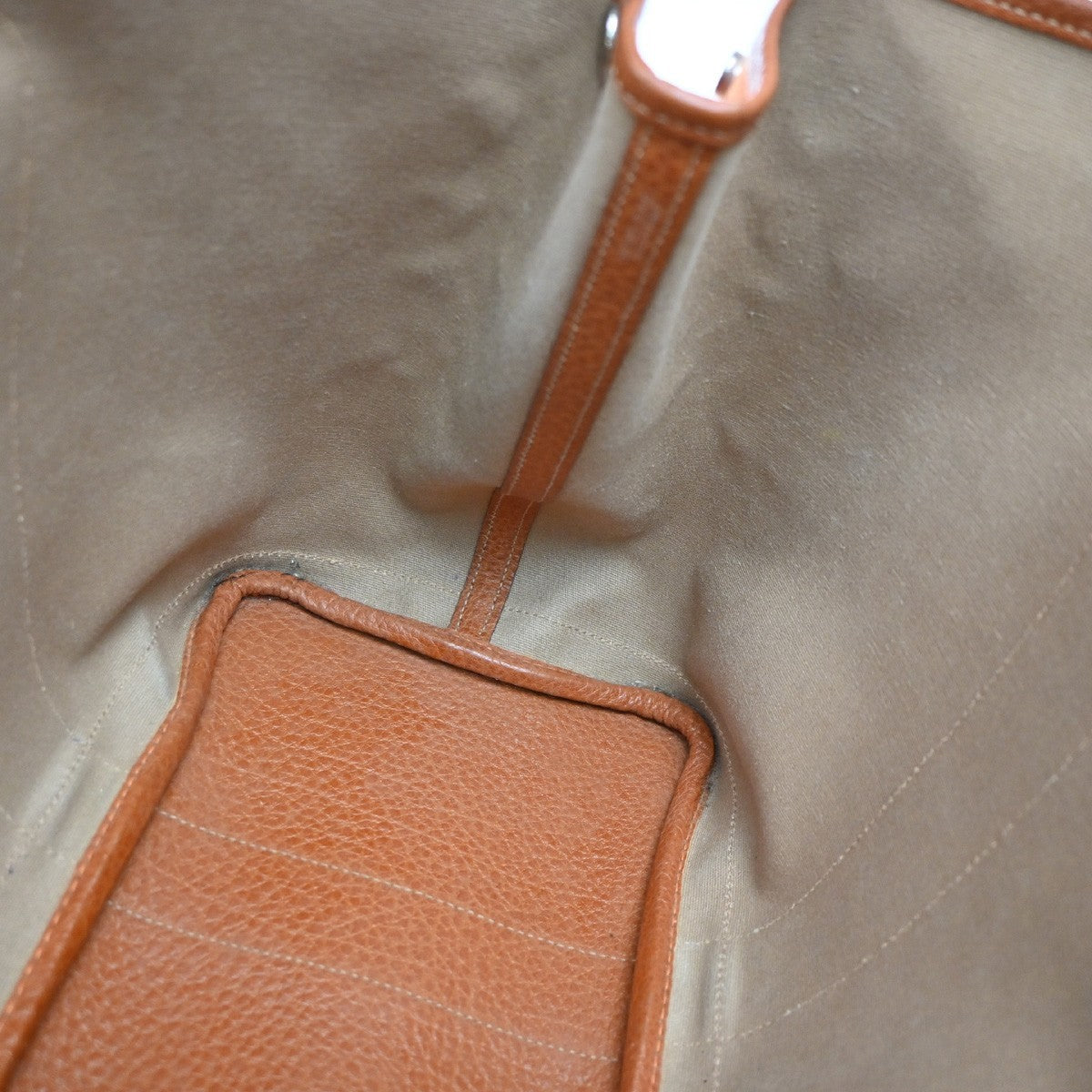 HERMES Garden Party PM Hand Bag Toile Officier Canvas Leather Orange 57RP184