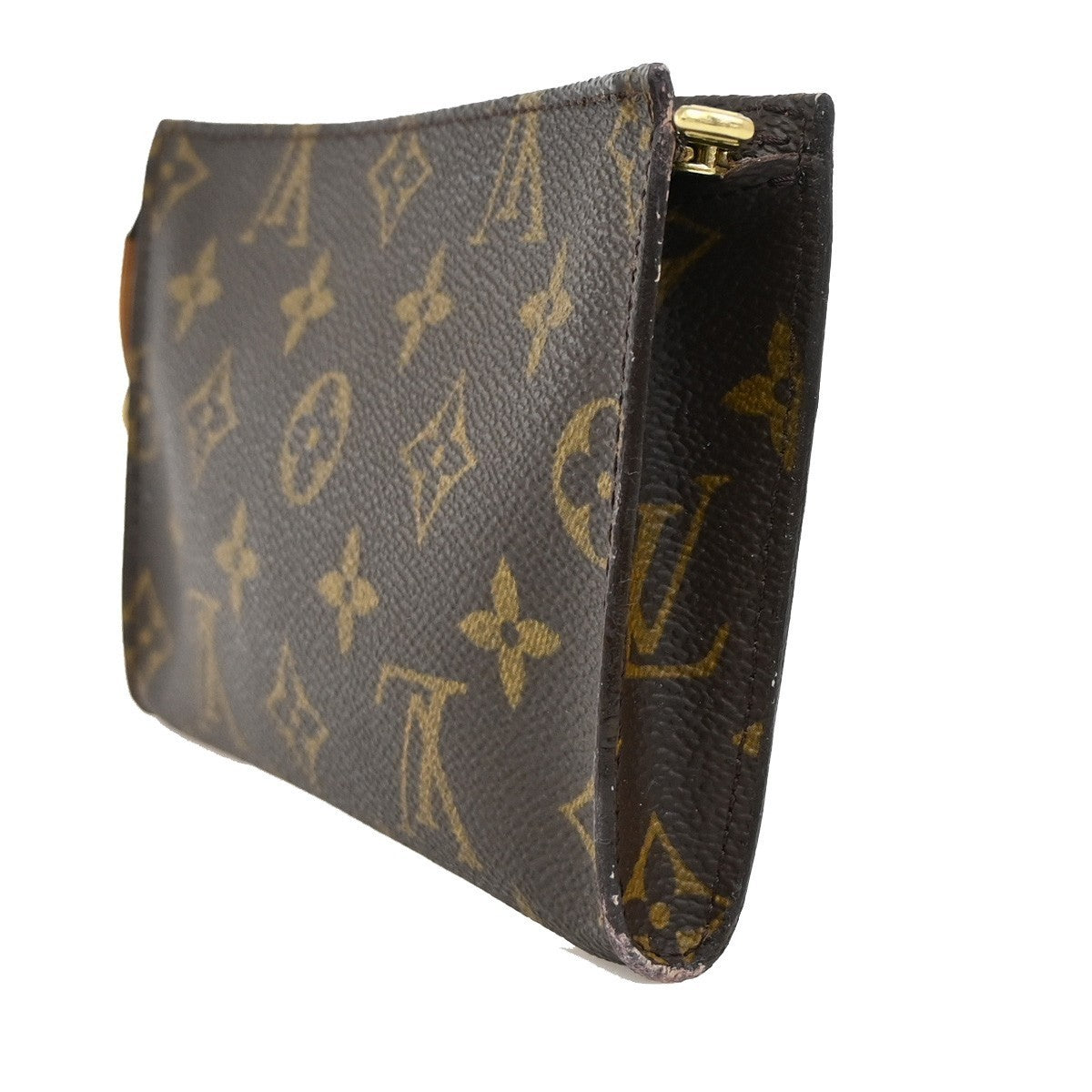 LOUIS VUITTON Logo BUCKET PM Pouch Bag Monogram Leather Brown France 04KP160