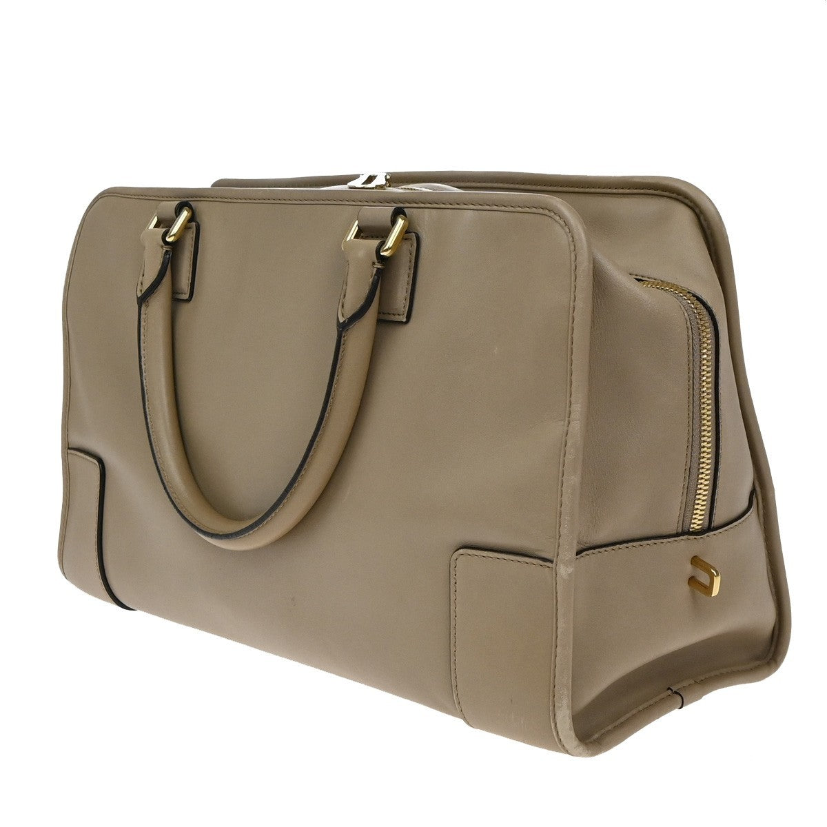 LOEWE Logo Anagram Amazona Hand Bag Leather Beige GHW Spain 21EG085