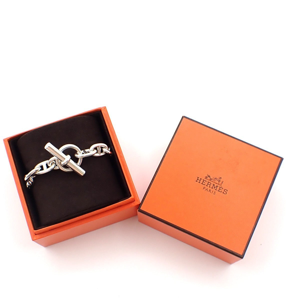 HERMES Logo Chaine D'ancre MM Chain Bracelet  15 Links Ag 925 Silver 363LC623