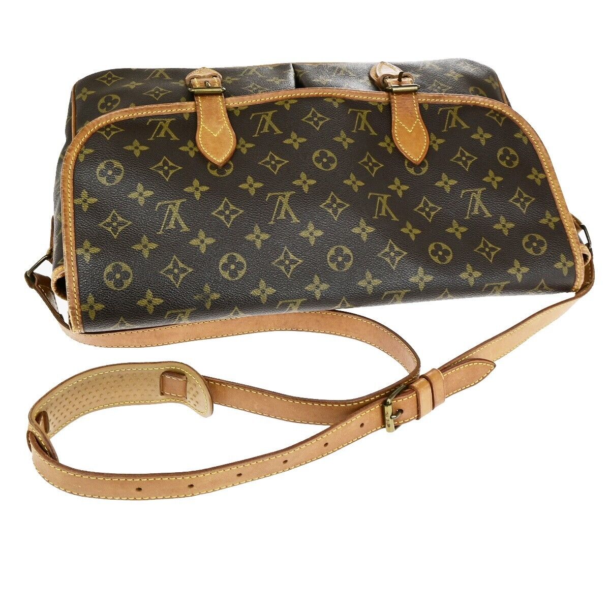 LOUIS VUITTON Gibeciere GM Shoulder Bag Monogram Leather Brown M42246 64SJ591
