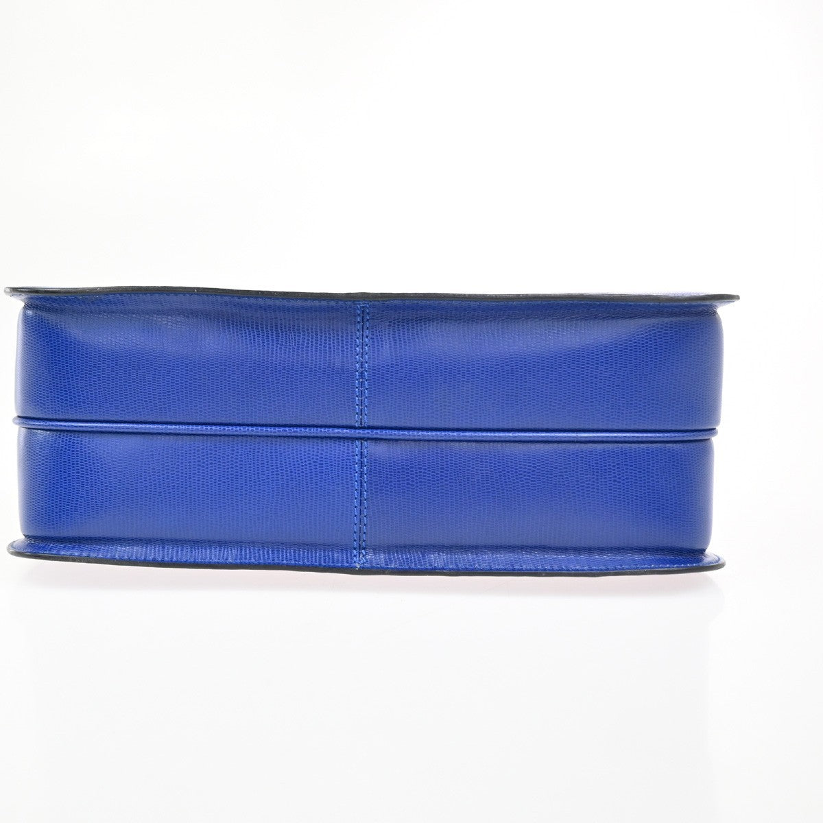 CELINE Circle Logo Shoulder Hand Bag Embossing Leather Blue GHW Italy 70RQ044