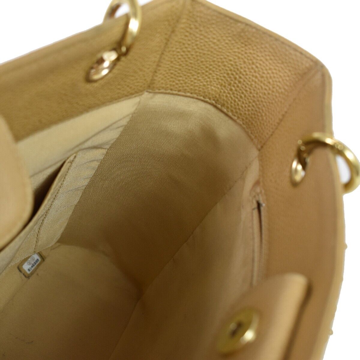 CHANEL CC Matelasse PST Chain Shoulder Bag Caviar Leather Beige GHW 320RH754