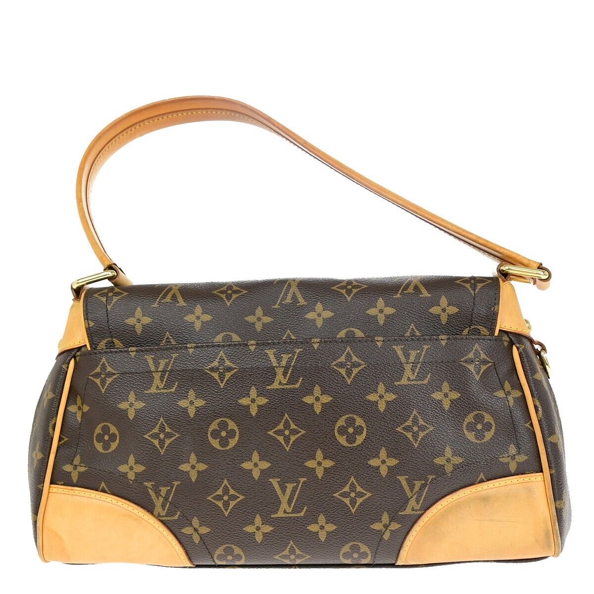 LOUIS VUITTON Logo Beverly MM Shoulder Bag Monogram Leather Brown M40121 12YE651