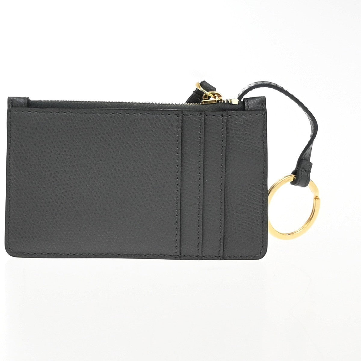 FENDI O' Lock Fragment Case Coin Wallet Purse Leather Grey Gold Italy 30KP201