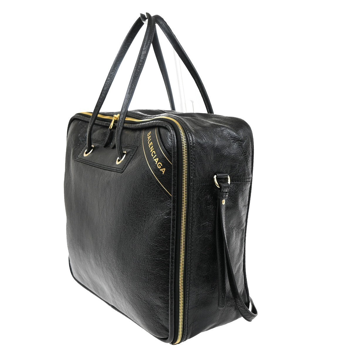 BALENCIAGA Blanket Square Medium 2Way Shoulder Hand Bag Leather Black 79RF362