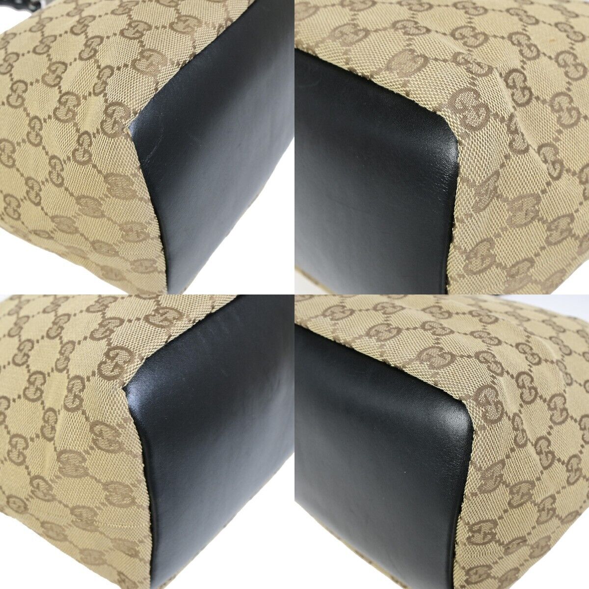 GUCCI Logo Bamboo GG Pattern Shoulder Bag Canvas Leather Brown Italy 62SH927