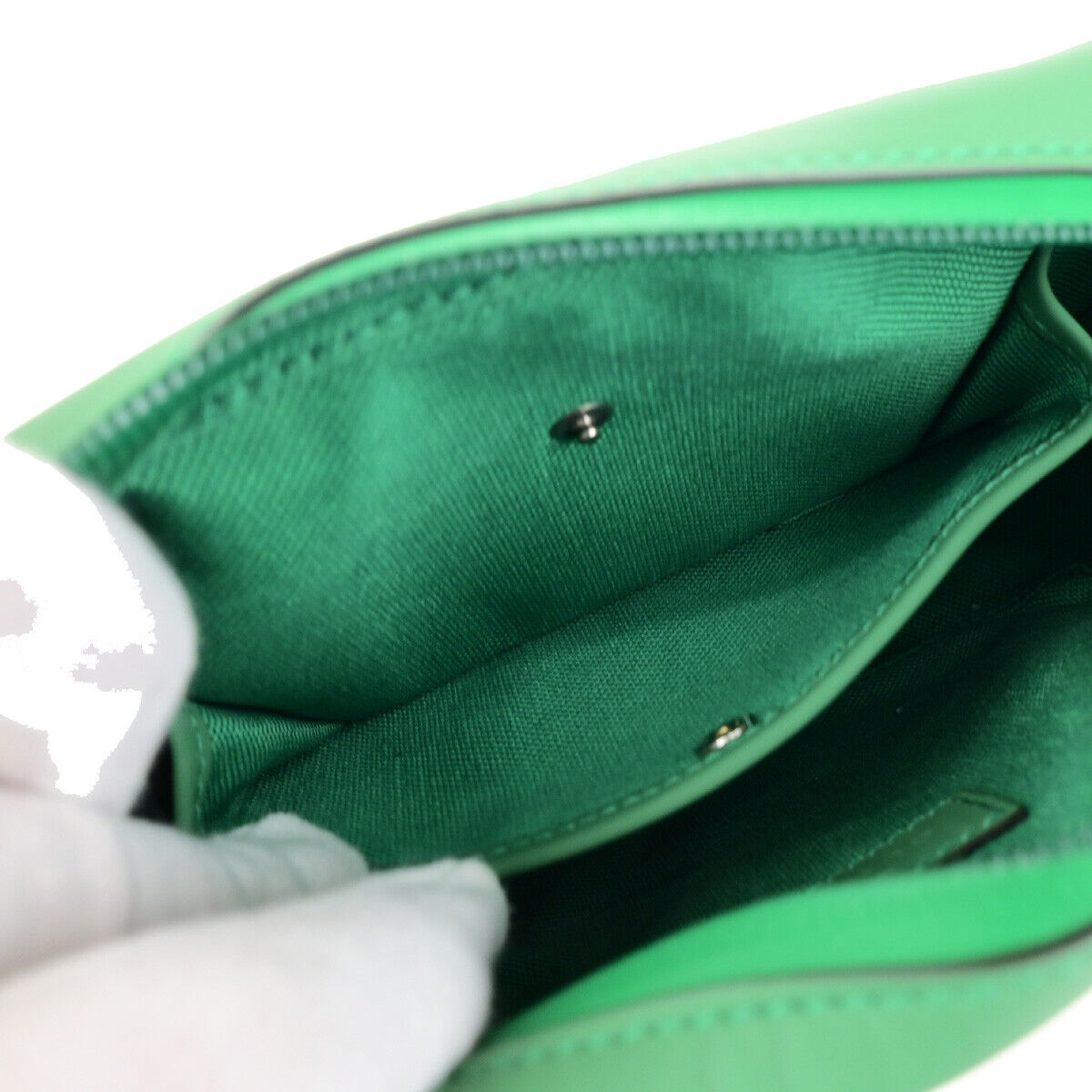 GUCCI Logo GG Rubber Effect Leather Mini Shoulder Bag Green Italy 602RK729