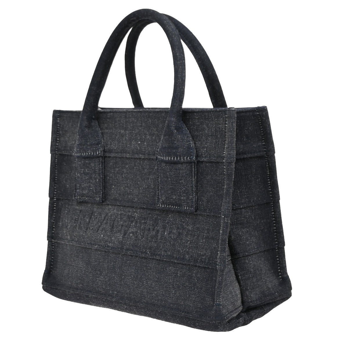 SALVATORE FERRAGAMO Logo Tote Hand Bag Denim Leather Blue Gold Italy 87RL542