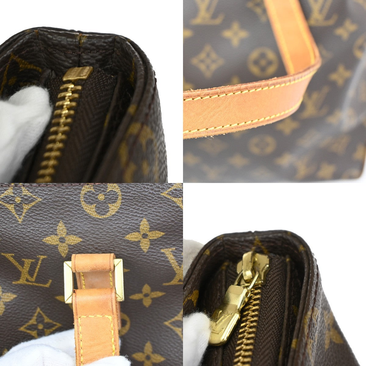 LOUIS VUITTON Cabas Mezzo Shoulder Bag Monogram Leather Brown M51151 77TA680