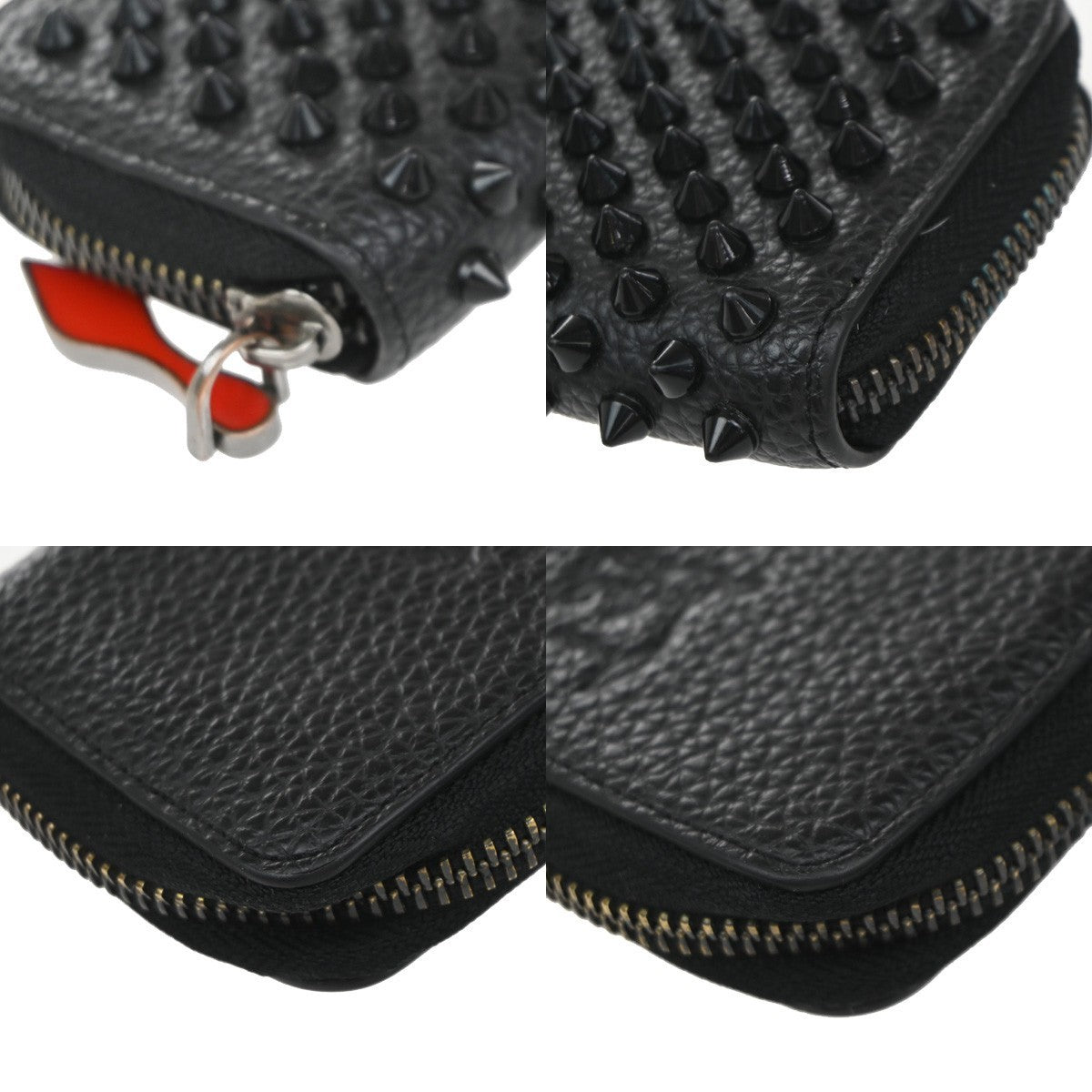 CHRISTIAN LOUBOUTIN Panettone Coin Case Compact Wallet Leather Black 69EG191