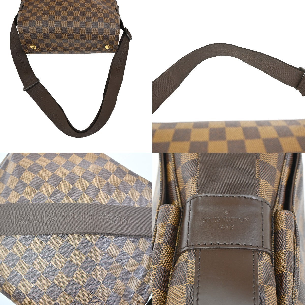LOUIS VUITTON Naviglio Shoulder Bag Damier Ebene Leather Brown N45255 90TA040