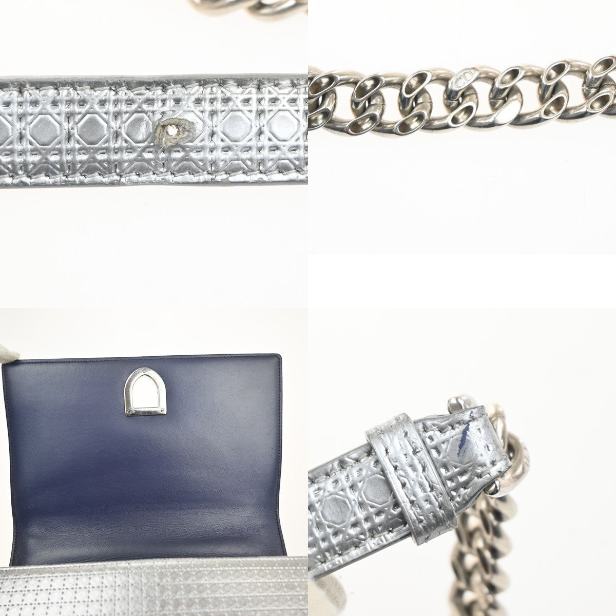 CHRISTIAN DIOR Ombre Diorama Archicannage Chain Shoulder Bag Leather 50RL945