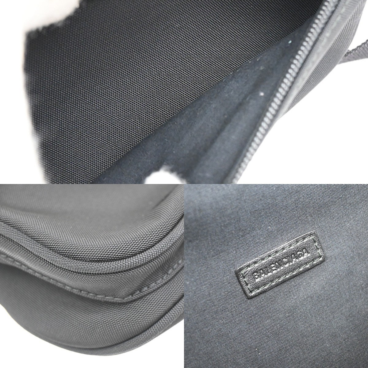 BALENCIAGA Logo Explorer Belt Bum Bag Canvas Leather Black Italy 85FC134
