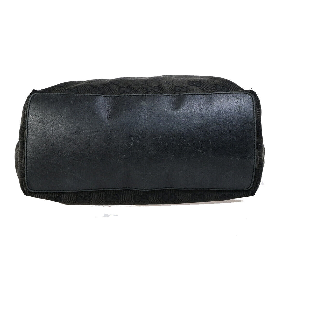 GUCCI Logo GG Pattern Shoulder Tote Bag Canvas Leather Black GHW Italy 09YG536