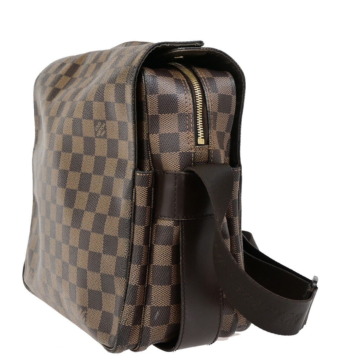 LOUIS VUITTON Naviglio Shoulder Bag Damier Ebene Leather Brown N45255 35FB268