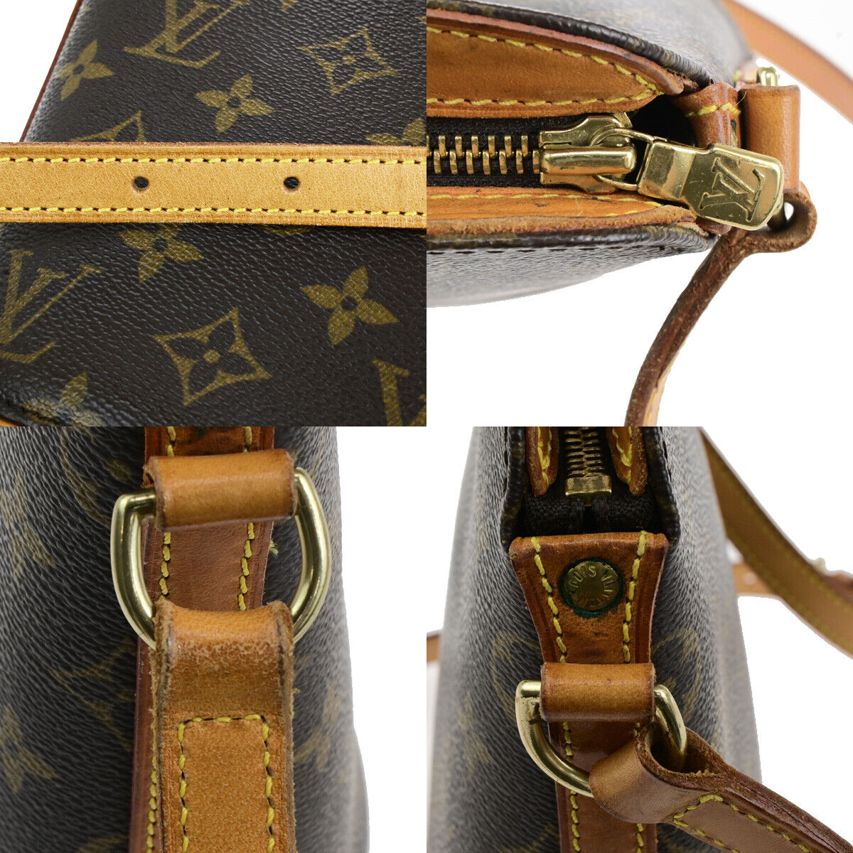 LOUIS VUITTON Logo Drouot Shoulder Bag Monogram Leather Brown M51290 75KA502