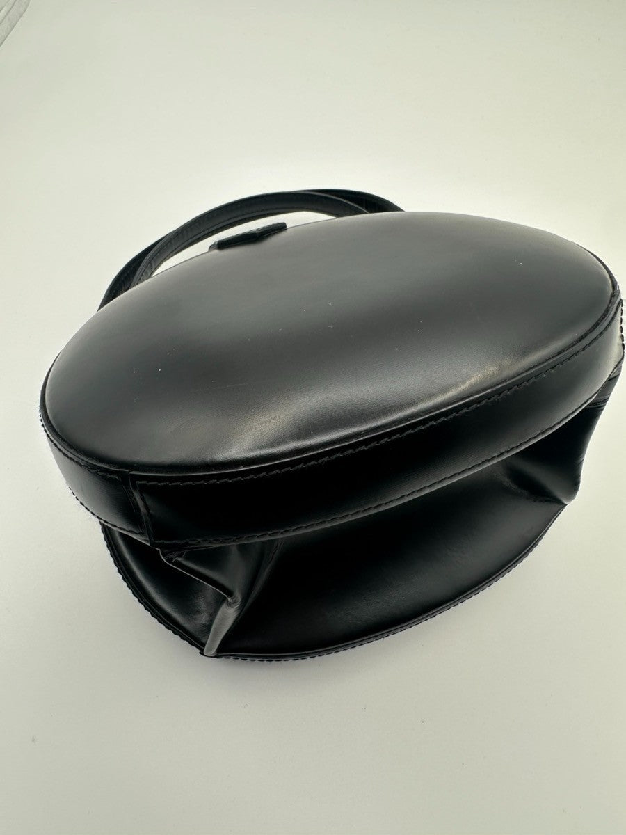 LOEWE Logo Anagram Round Hand Bag Leather Black Spain GHW 25RL940