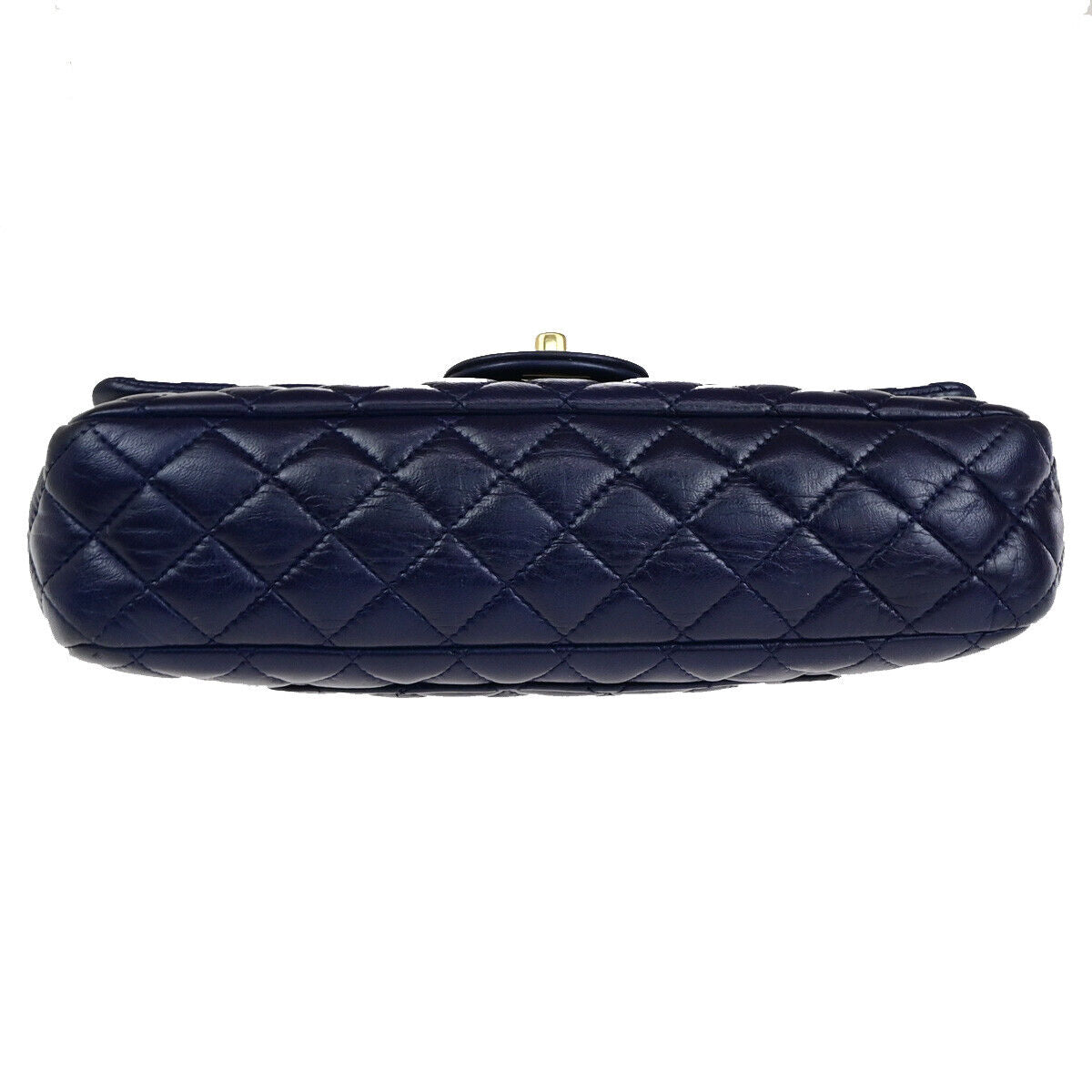 CHANEL CC Logo Valentine Matelasse Chain Shoulder Bag Leather Blue GHW 898RK737