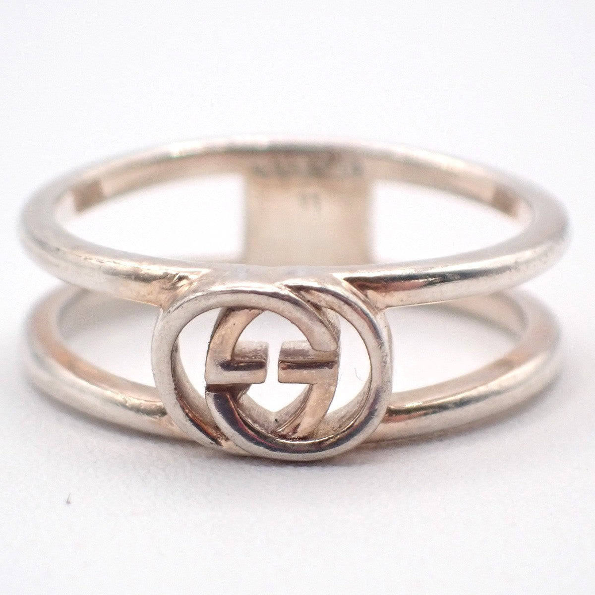 GUCCI Interlocking G Ring Silver 925 Size JP 11 US 6 Italy Accessory 07CA583