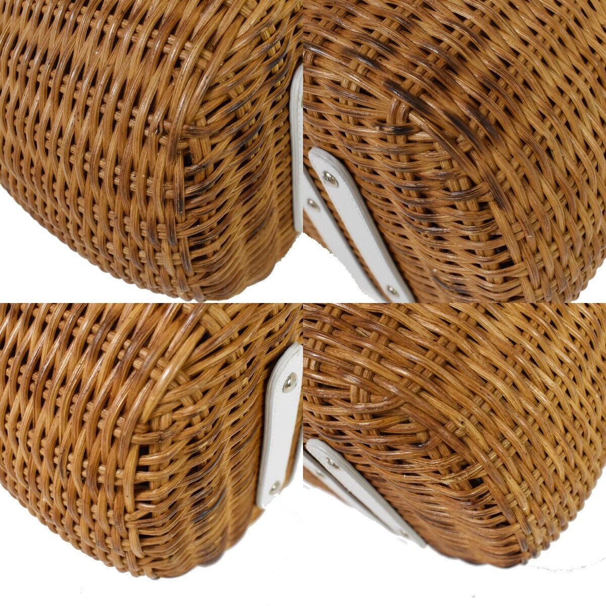SALVATORE FERRAGAMO Basket Gancini Shoulder Bag Straw Leather Brown WE 88RH761