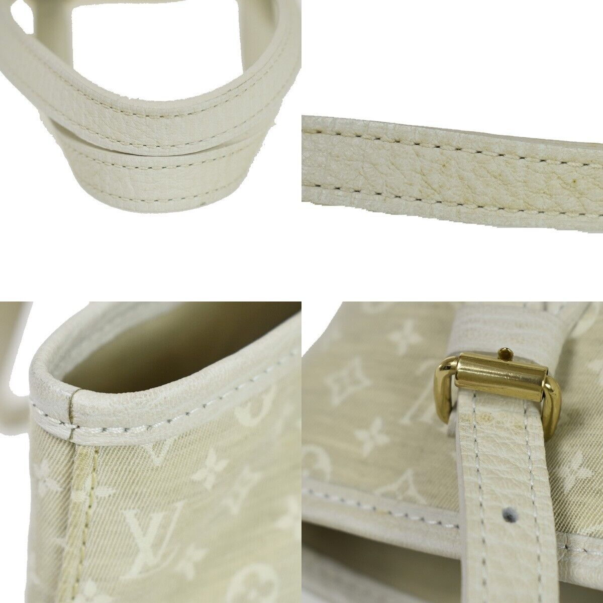 LOUIS VUITTON BUCKET PM Shoulder Bag Monogram Mini Lin Ivory Dunne 76YD133