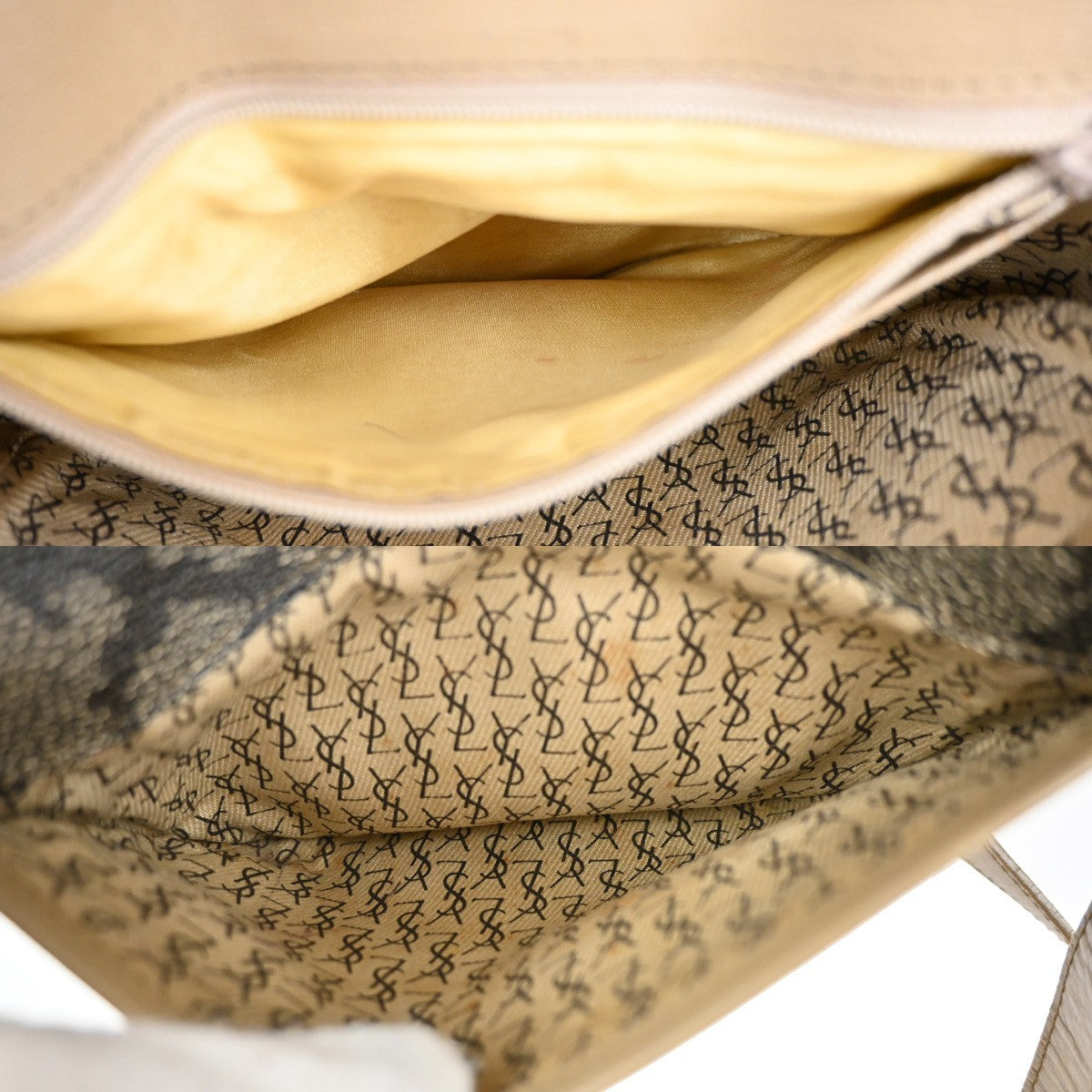 YVES SAINT LAURENT YSL Giraffe Pattern Shoulder Bag PVC Leather Brown 09KB595