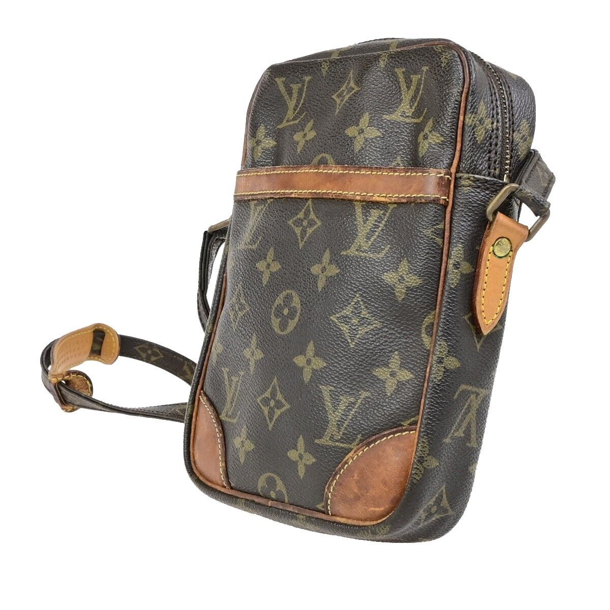 LOUIS VUITTON Danube Shoulder Bag Monogram Leather Brown France M45266 65ED045